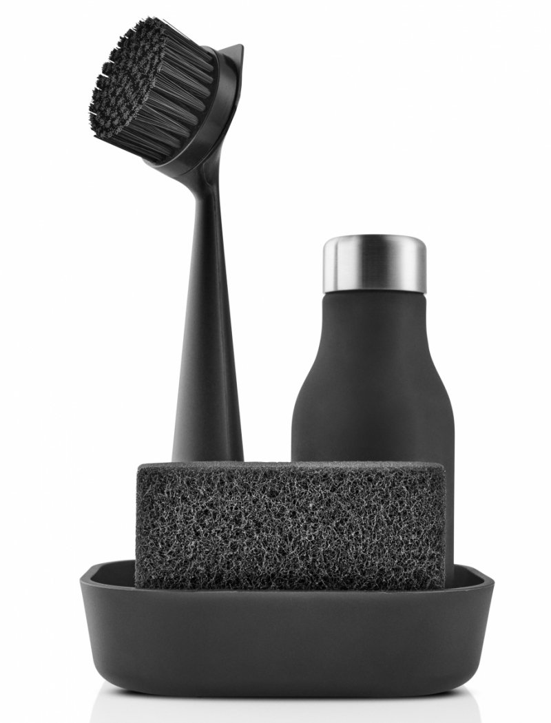 Eva Solo WASHING UP Zestaw Organizer do Zlewu - Dozownik do Płynu, Szczotka i Gąbka / Czarny