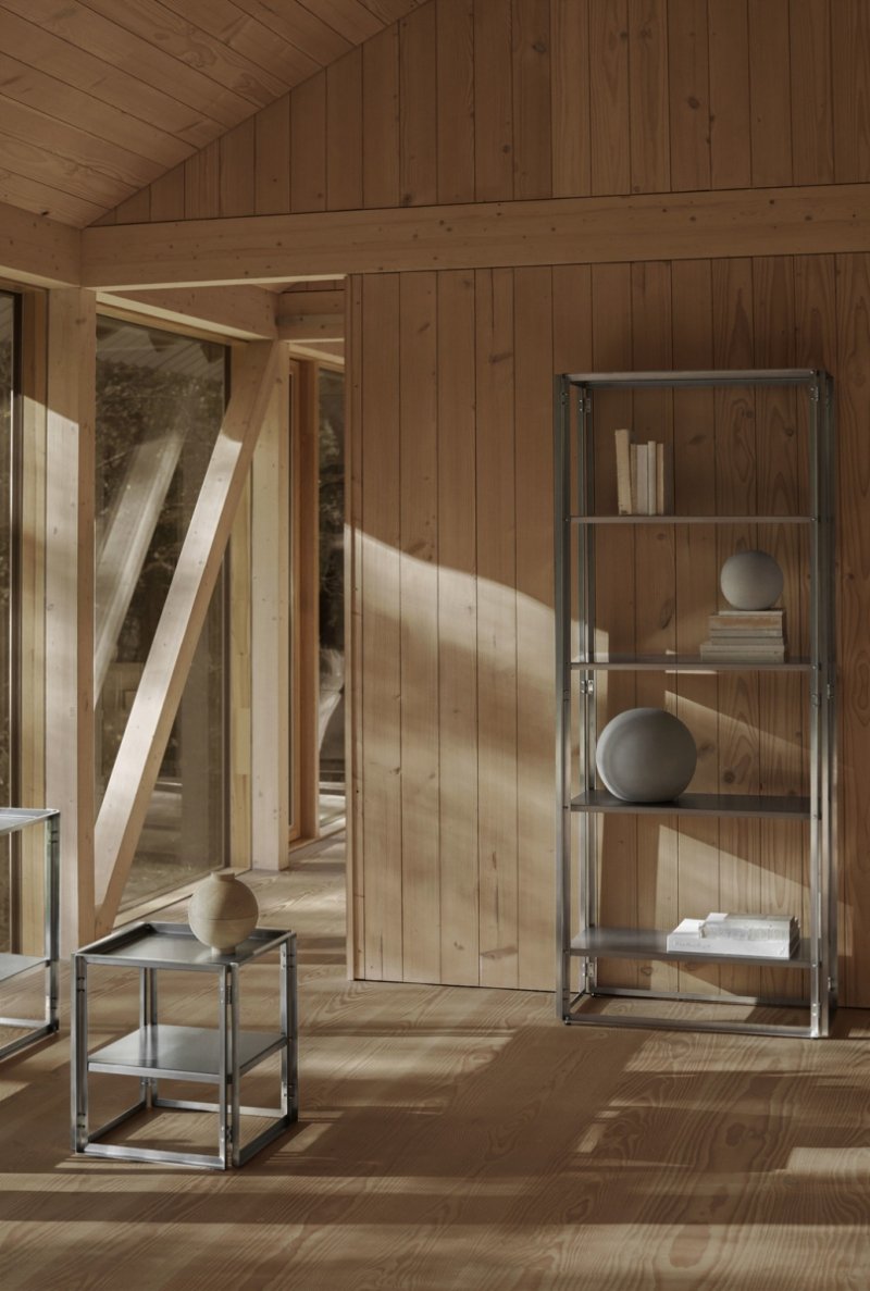Kristina dam studio FOLDABLE Stalowy Stolik Pomocniczy - Boczny / Srebrny