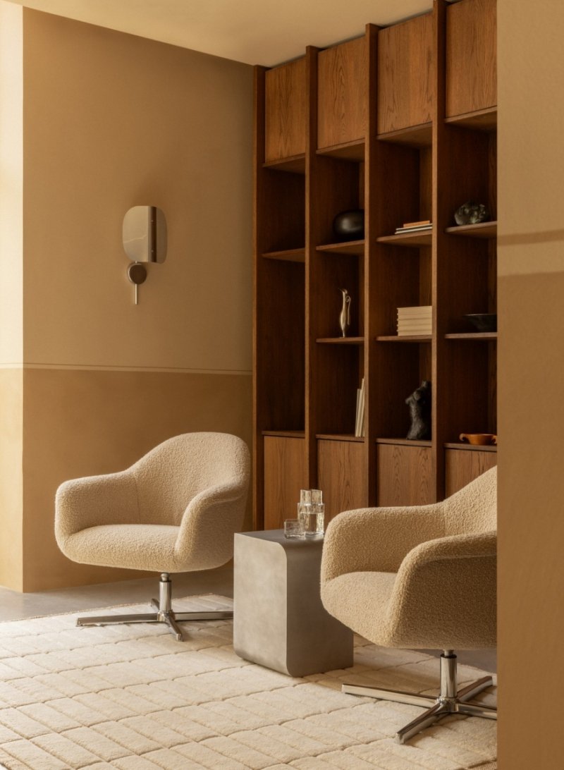 Audo HARBOUR Fotel Wypoczynkowy Obrotowy - Podstawa Czarna / Kremowy (Baena 15)