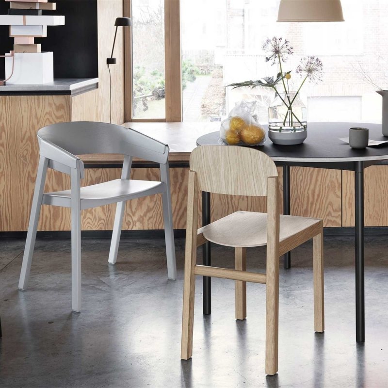Muuto COVER Krzesło Drewniane - Ciemnoszare