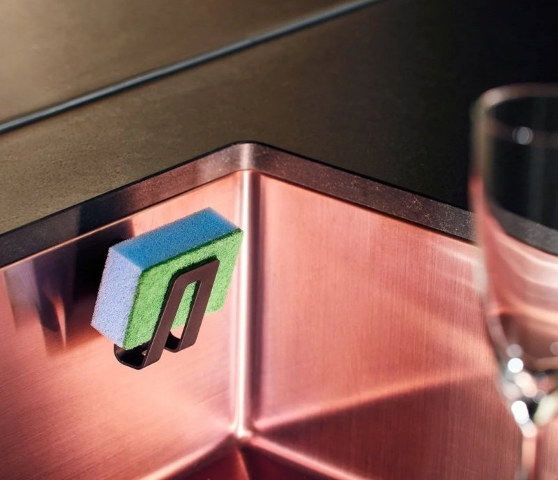 Happy Sinks KITCHEN Magnetyczny Uchwyt na Gąbkę do Zlewu / Czarny Biokompozyt