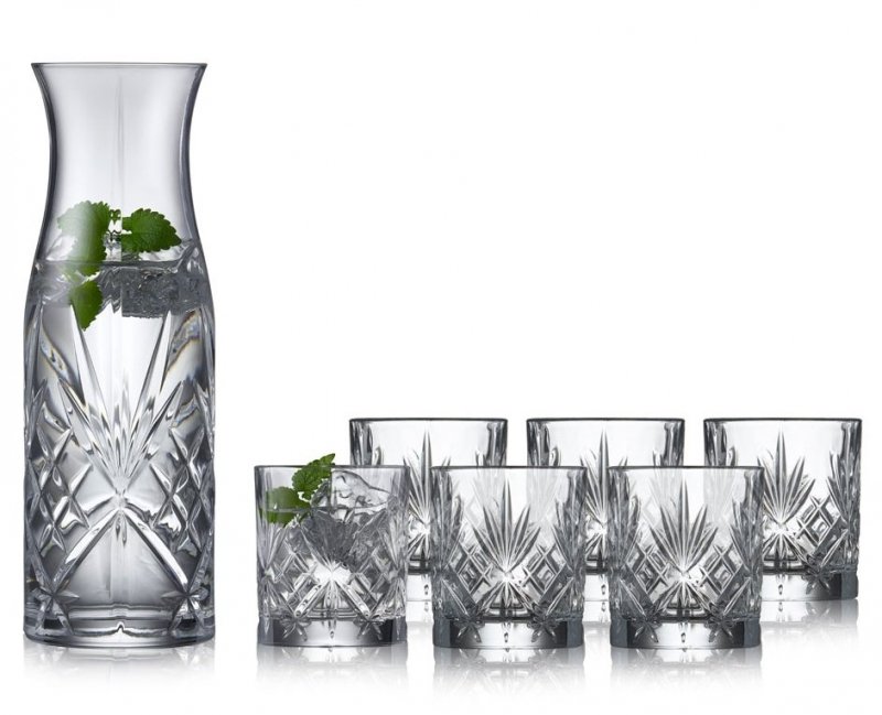 Lyngby Glass MELODIA Kryształowa Karafka + Szklanki do Wody 7 El. 