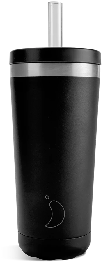 Chilly's ORIGINAL Kubek Termiczny ze Słomką 500 ml / Czarny