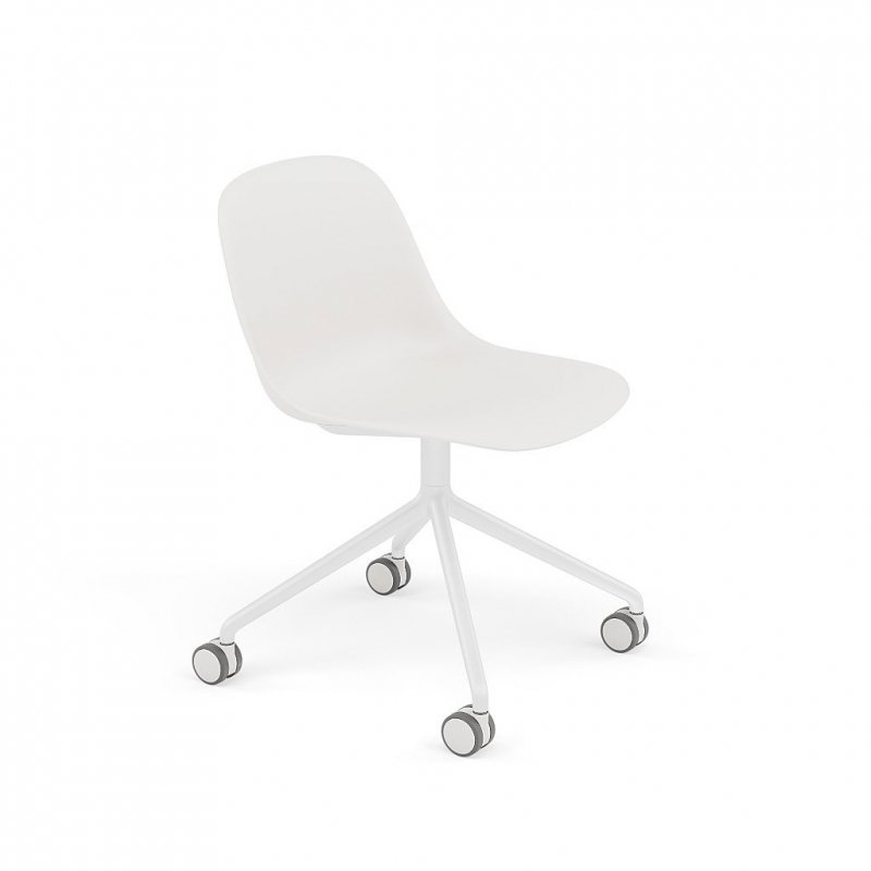 Muuto FIBER SIDE Krzesło Biurowe Obrotowe na Kółkach - Białe