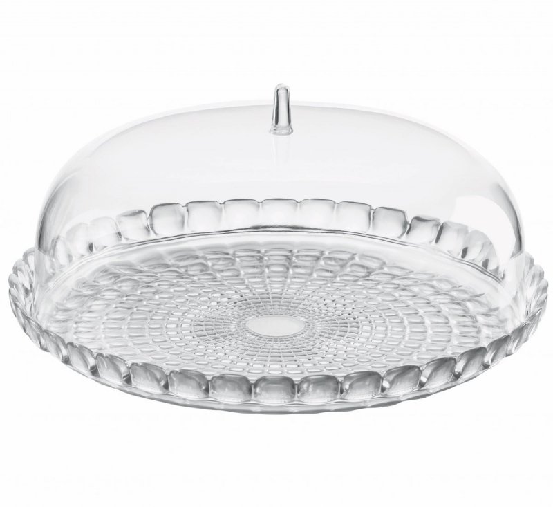 Guzzini TIFFANY Niska Patera z Kloszem do Ciasta 36 cm / Transparentna