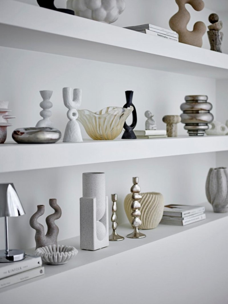 Bloomingville METINA Świecznik Aluminiowy 21 cm / Srebrny