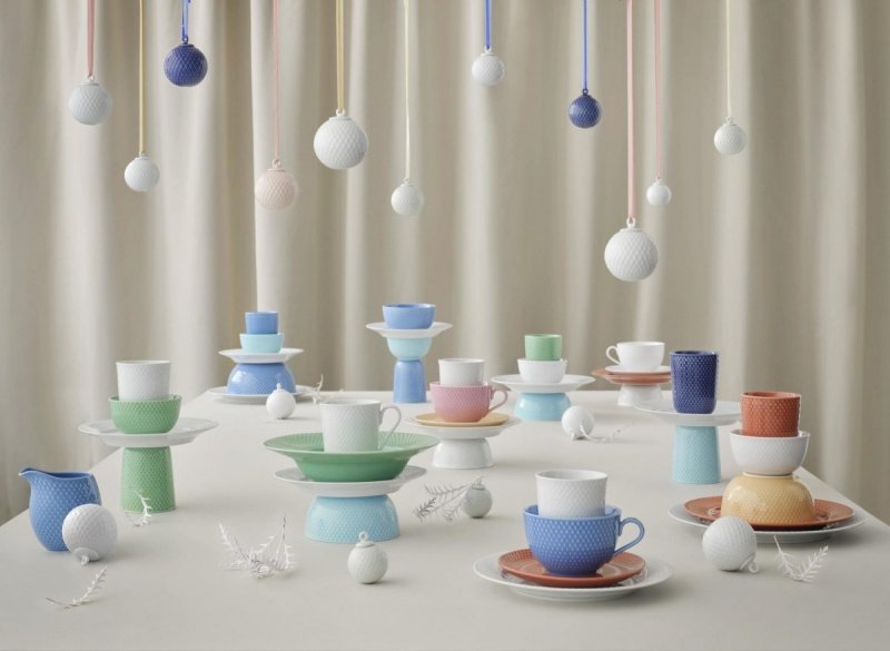 Lyngby Porcelain RHOMBE Filiżanka do Herbaty 390 ml Różowa z Żółtym Spodkiem