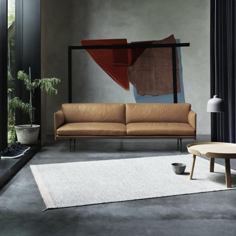 Muuto OUTLINE Sofa 3-Osobowa - Ciemnozielona - Tkanina Fiord 961 / Czarne Nogi