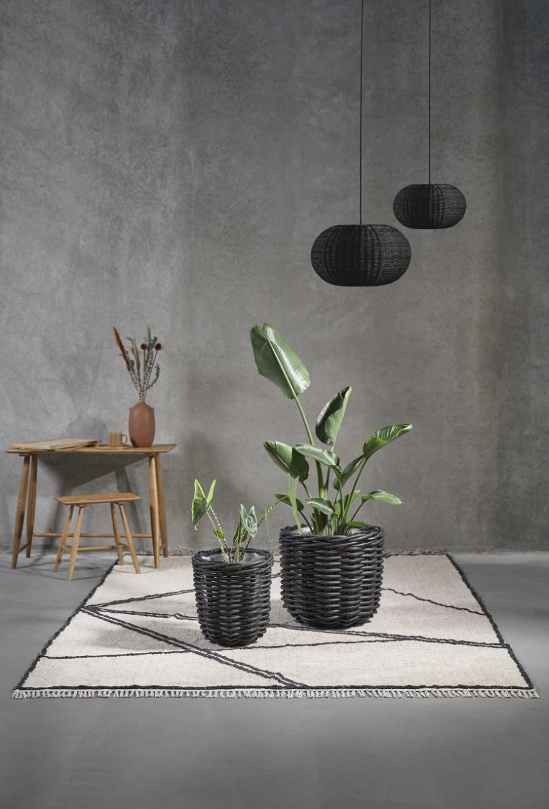Villa Collection SCANDI Lampa Wisząca Rattanowa 40 cm Czarna