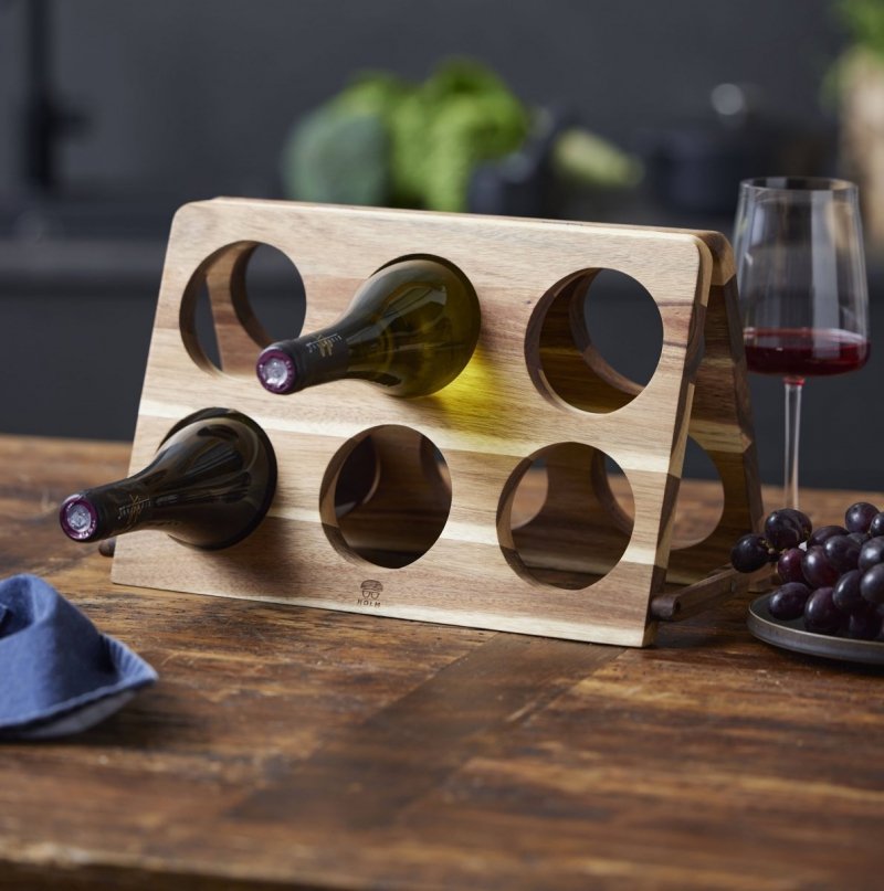 Holm WOODEN Drewniany Stojak na Wino / Akacja