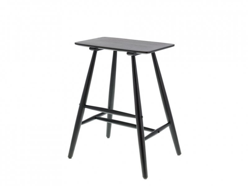 Villa Collection BAST Hoker Drewniany - Stołek Dębowy 64 cm Czarny