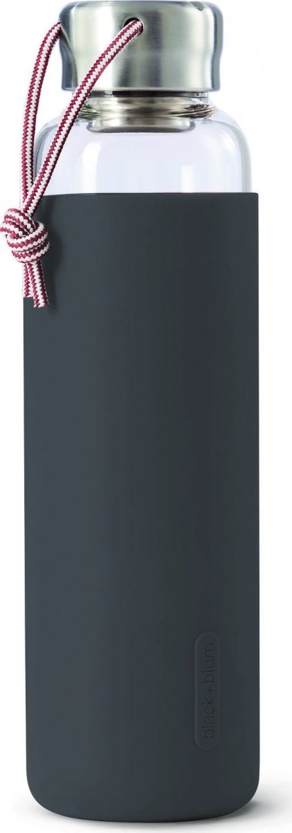 black+blum GOOD Szklana Butelka na Wodę 600 ml w Pokrowcu - Grafitowa