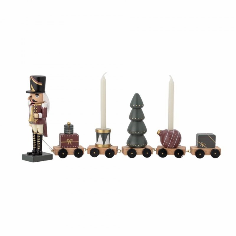 Bloomingville CHRISTMAS VADIM Świecznik Świąteczny 45 cm / Pociąg z Dziadkiem do Orzechów