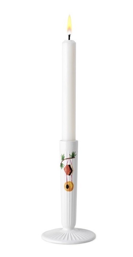 Kähler HAMMERSHØI CHRISTMAS Świecznik Świąteczny 16 cm Zdobiony / Biały