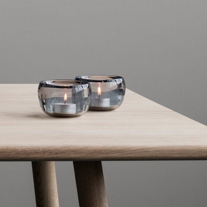 Stelton ORA Szklany Świecznik Tealight 2 Szt. / Szary