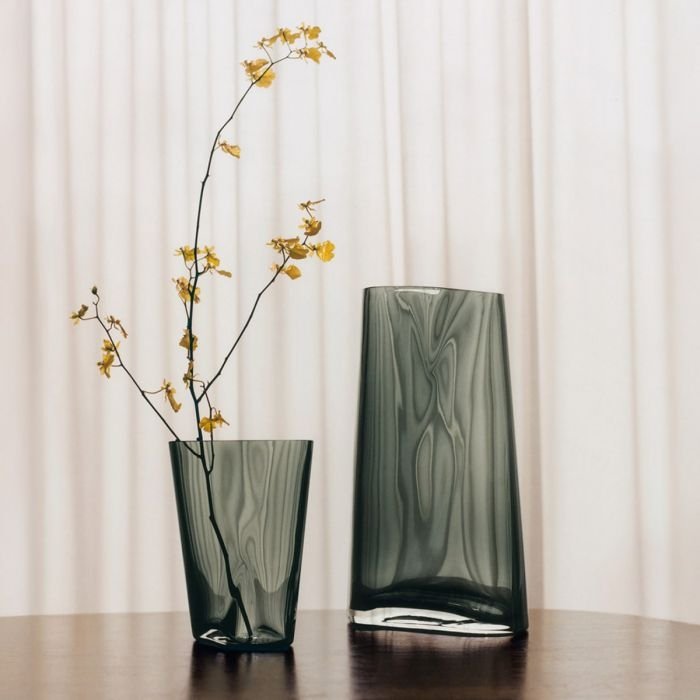 Georg Jensen LITUUS Szklany Wazon do Kwiatów 24 cm / Szary