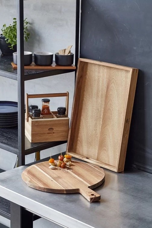 Holm WOODEN Drewniana Taca do Serwowania 51x35 cm