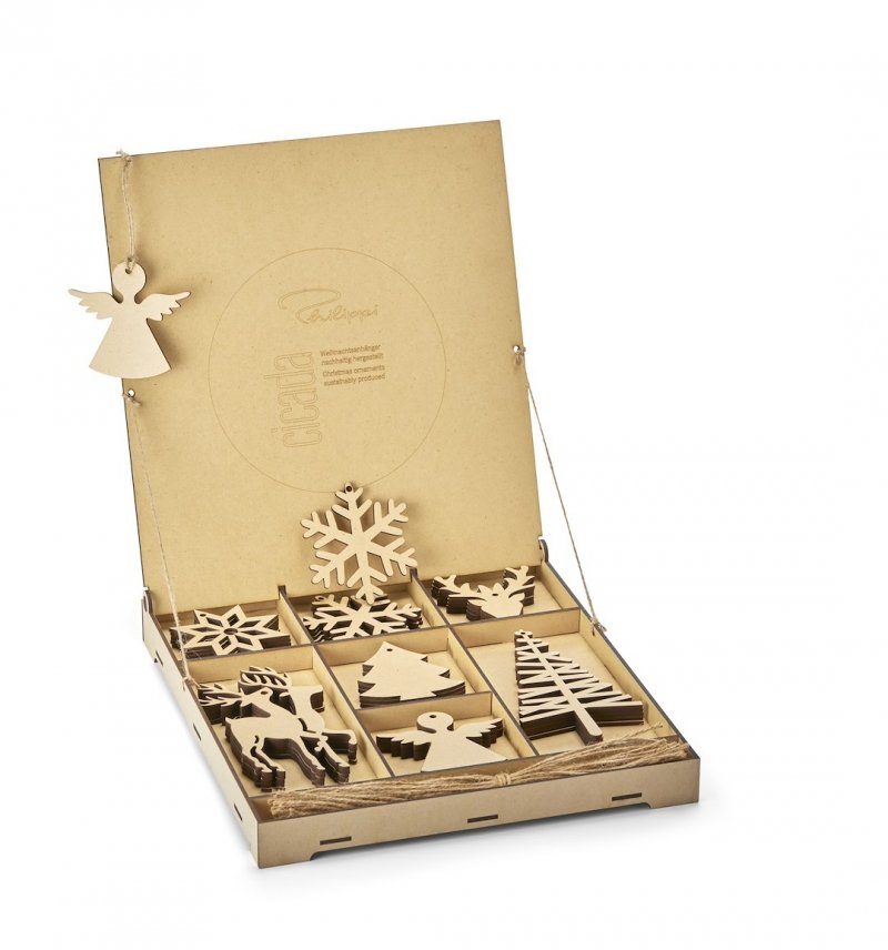 Philippi CICADA Drewniane Zawieszki Świąteczne na Choinkę 35 Szt.