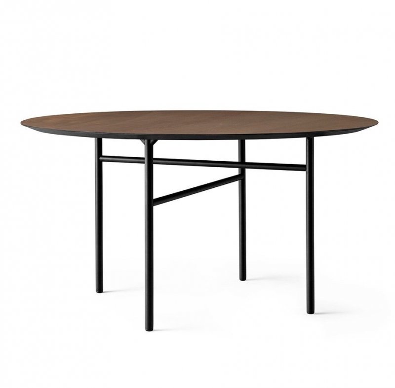 Menu SNAREGADE Stół Okrągły 138 cm Czarny / Blat Ciemny Dąb
