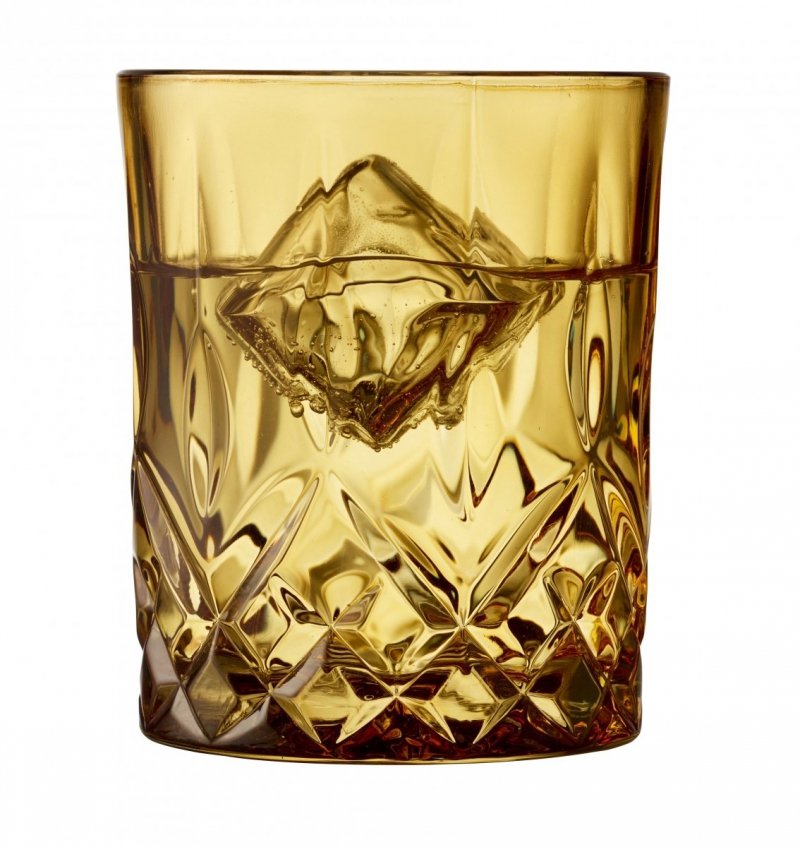 Lyngby Glass SORRENTO Kolorowe Szklanki do Drinków, Whisky 320 ml 4 Szt. / Żółte
