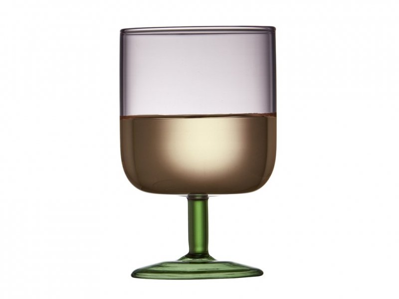 Lyngby Glass TORINO Kieliszki do Wina 300 ml 2 Szt. Różowe / Zielona Nóżka