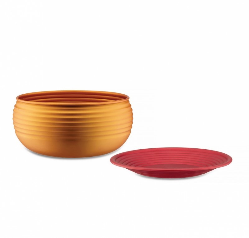 Alessi ONDINE Aluminiowy Pojemnik z Pokrywką - Il Tornitore Matto / Pomarańczowy