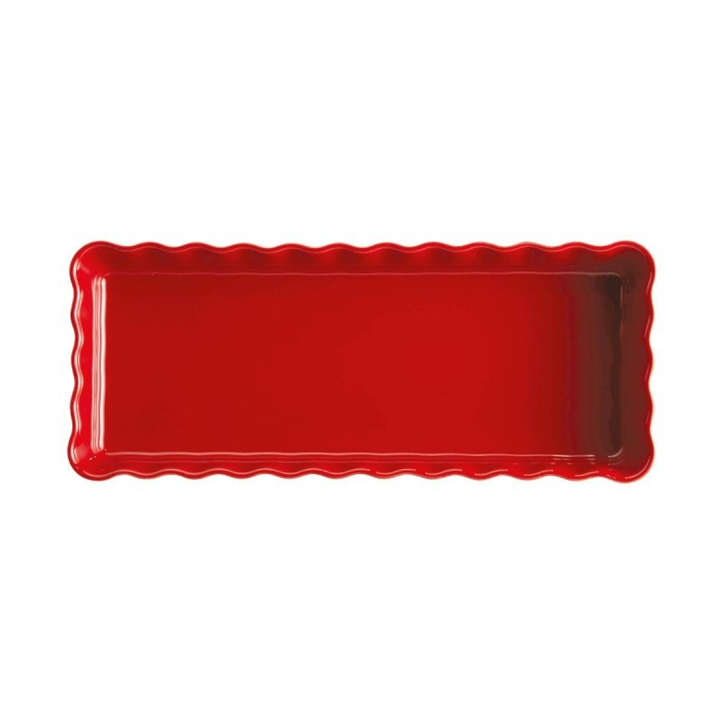 Emile Henry NATURAL CHIC Ceramiczna Forma do Tarty 36 cm Prostokątna - Czerwona