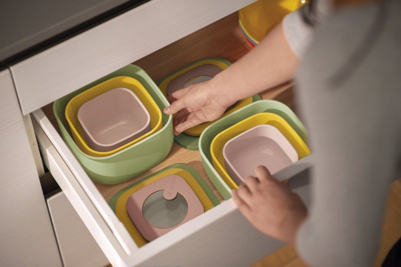 Guzzini STORE MORE Zestaw 3 Niskich Pojemników Kuchennych z Recyklingu