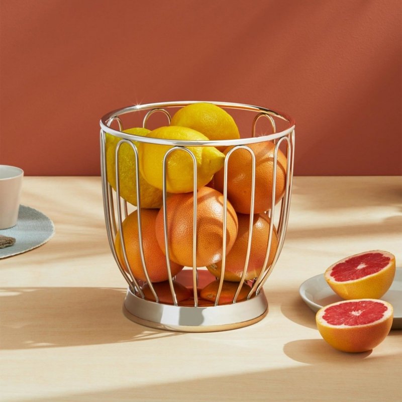 Alessi 370 Stalowy Kosz na Owoce 22 cm / Srebrny