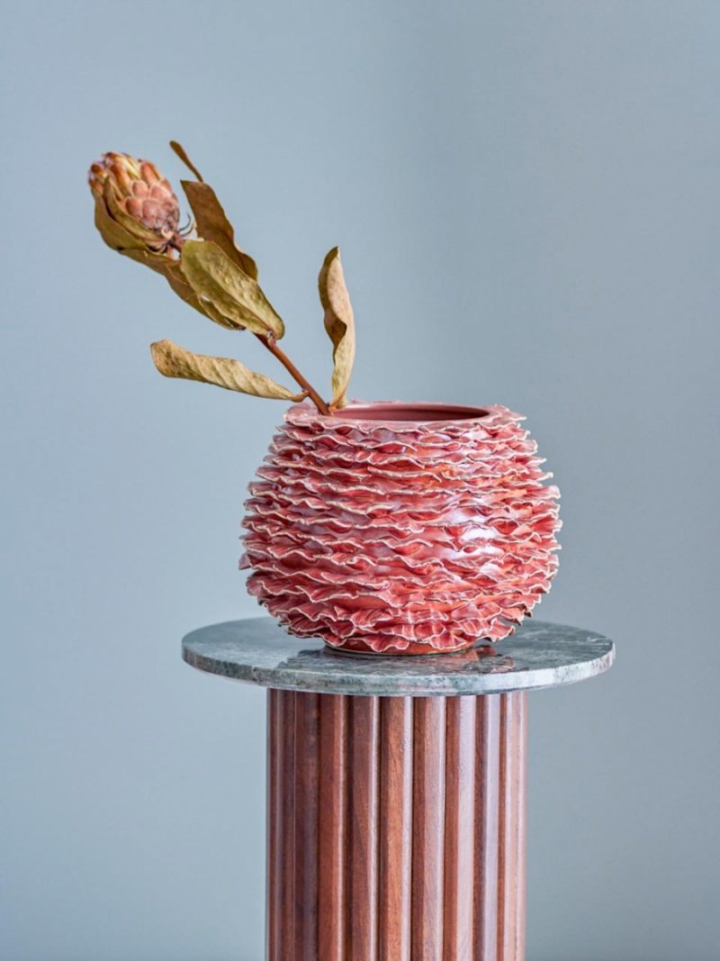 Bloomingville MORWEN Ceramiczny Wazon do Kwiatów 22 cm / Różowy