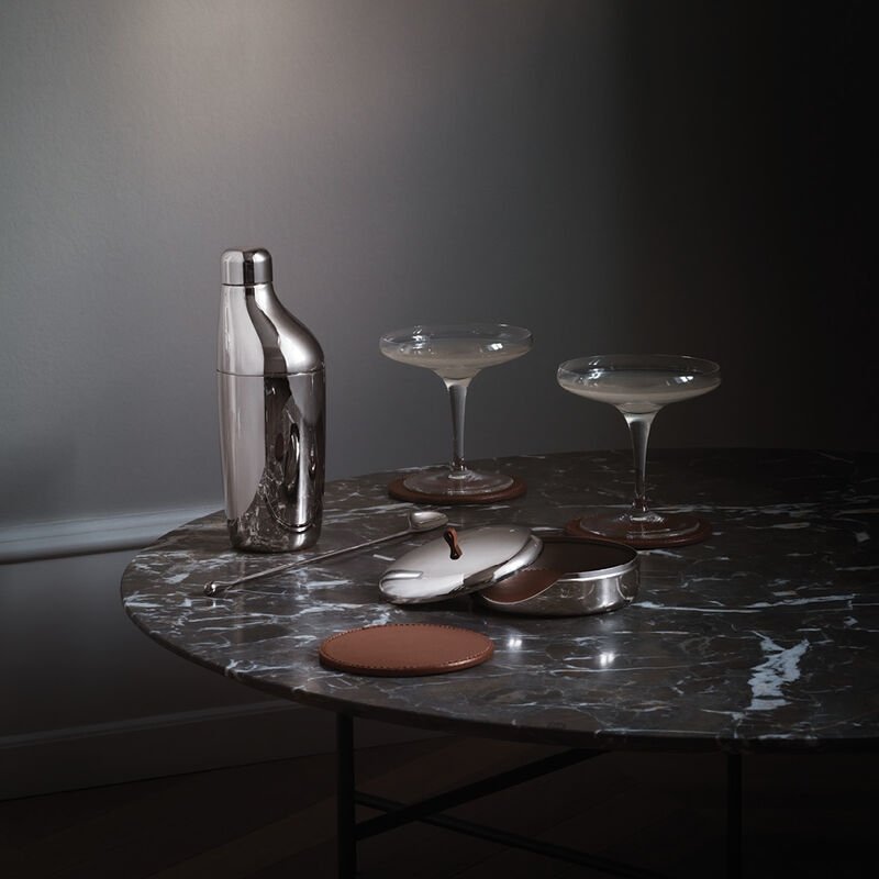 Georg Jensen SKY Podkładki pod Szklanki ze Skóry Naturalnej w Stalowym Etui