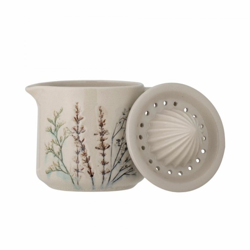 Wyciskacz do cytryn z kamionki z kwiatowym motywem