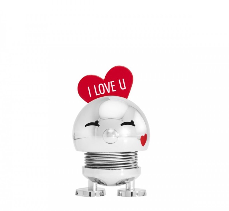Hoptimist BIMBLE Metalowa Figurka Optymisty z Serduszkiem S Chrom - I Love U