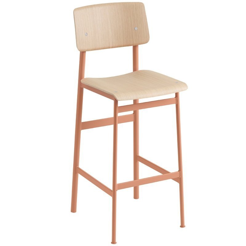 Muuto LOFT Hoker - Stołek Barowy 75 cm Różowy/Dębowy (Dusty Rose)