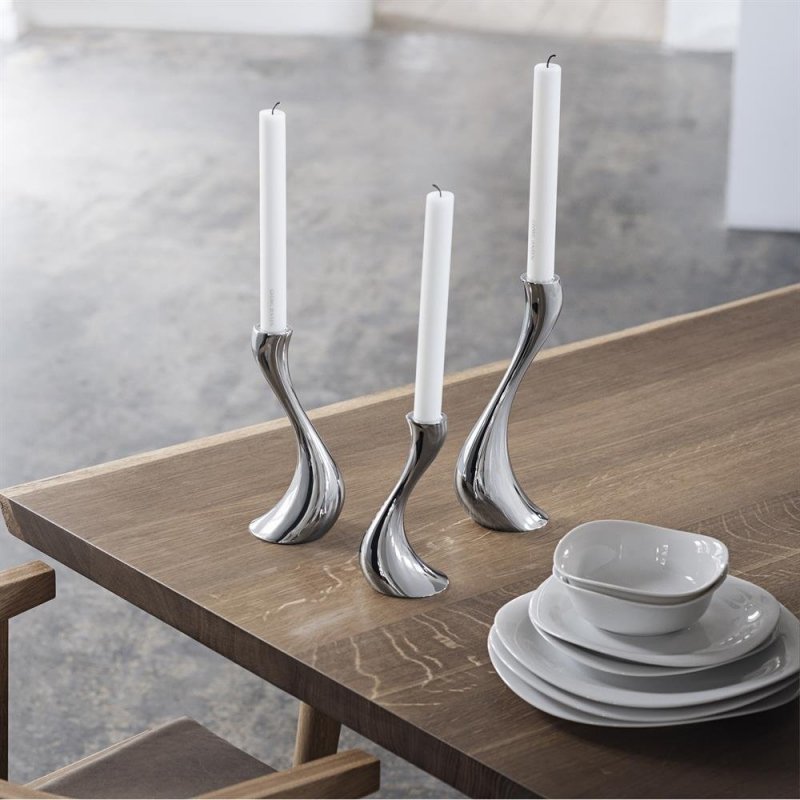 Georg Jensen COBRA Zestaw 3 Świeczników ze Stali Polerowanej