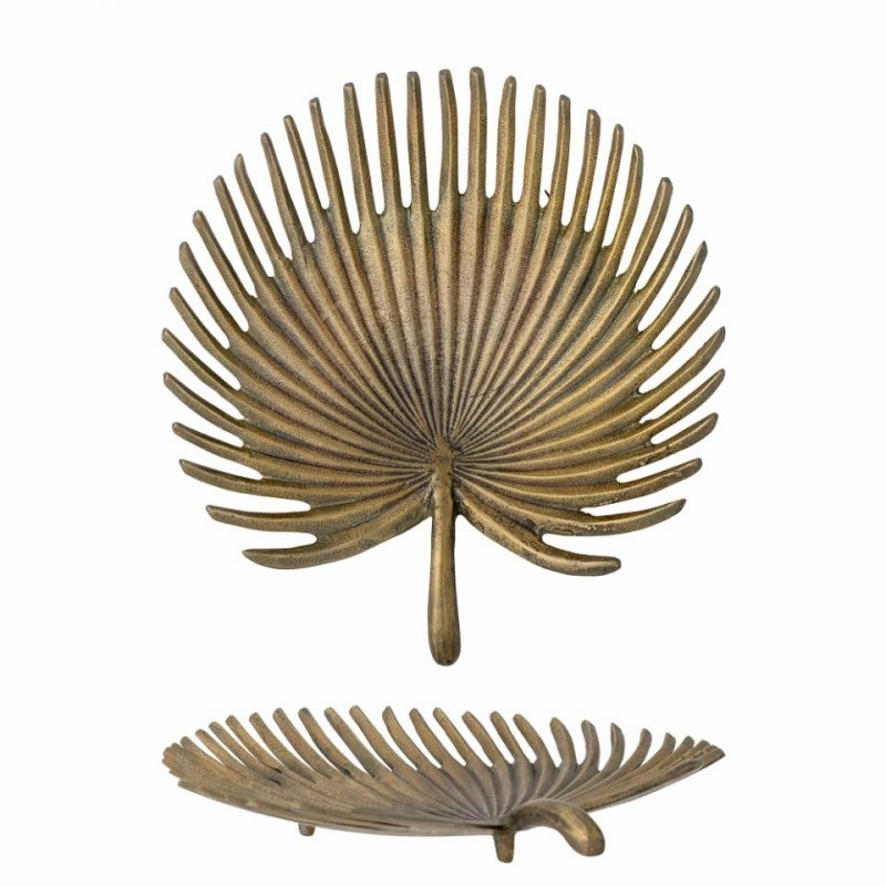 Bloomingville LILLE Metalowa Taca Dekoracyjna 33 cm - Liść  / Odcień Mosiądzu
