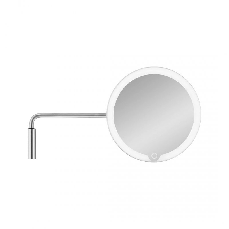 Blomus MODO Ścienne Lusterko Kosmetyczne Powiększające z Podświetleniem LED / Srebrne Matowe