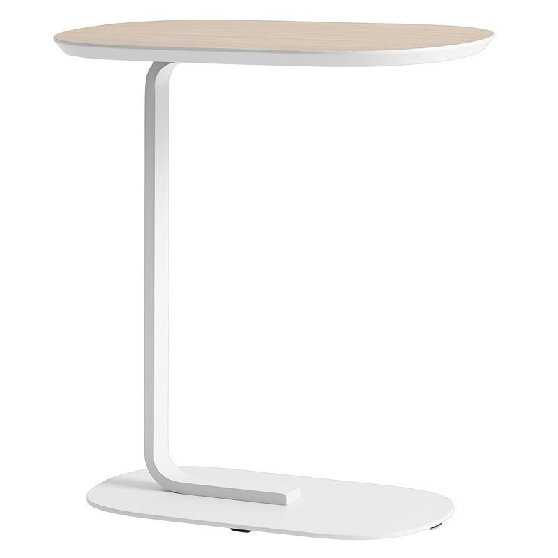 Muuto RELATE Stolik Pomocniczy - Boczny 60,5 cm Biały / Blat Fornir Dębowy