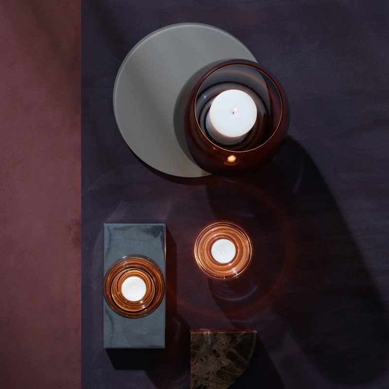 Holmegaard FLOW Świecznik Tealight - Szary Smoke