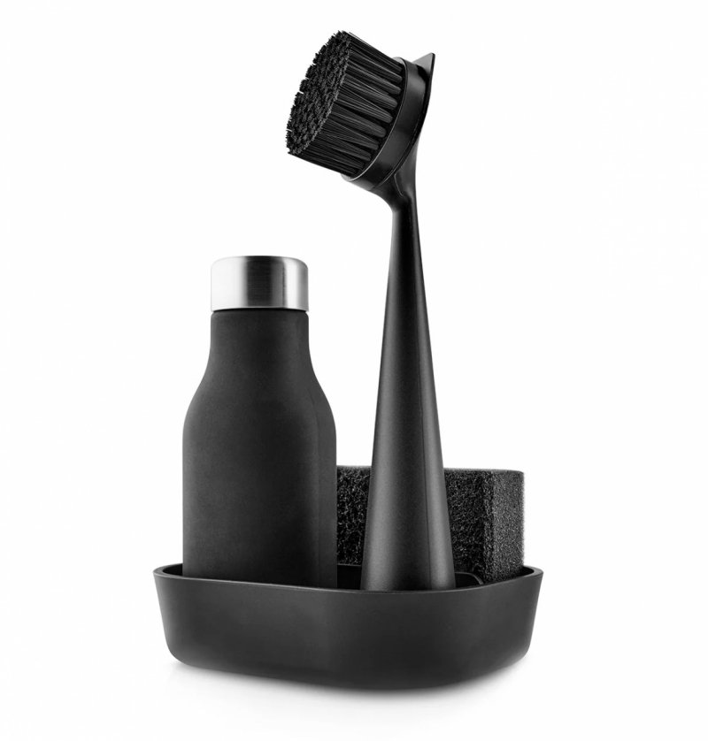 Eva Solo WASHING UP Zestaw Organizer do Zlewu - Dozownik do Płynu, Szczotka i Gąbka / Czarny