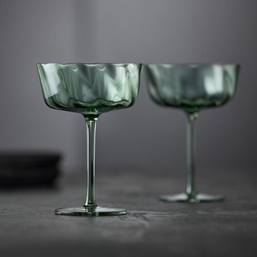 Lyngby Glass VIENNA Kieliszki do Szampana / Koktajlowe 350 ml 4 Szt. / Zielone