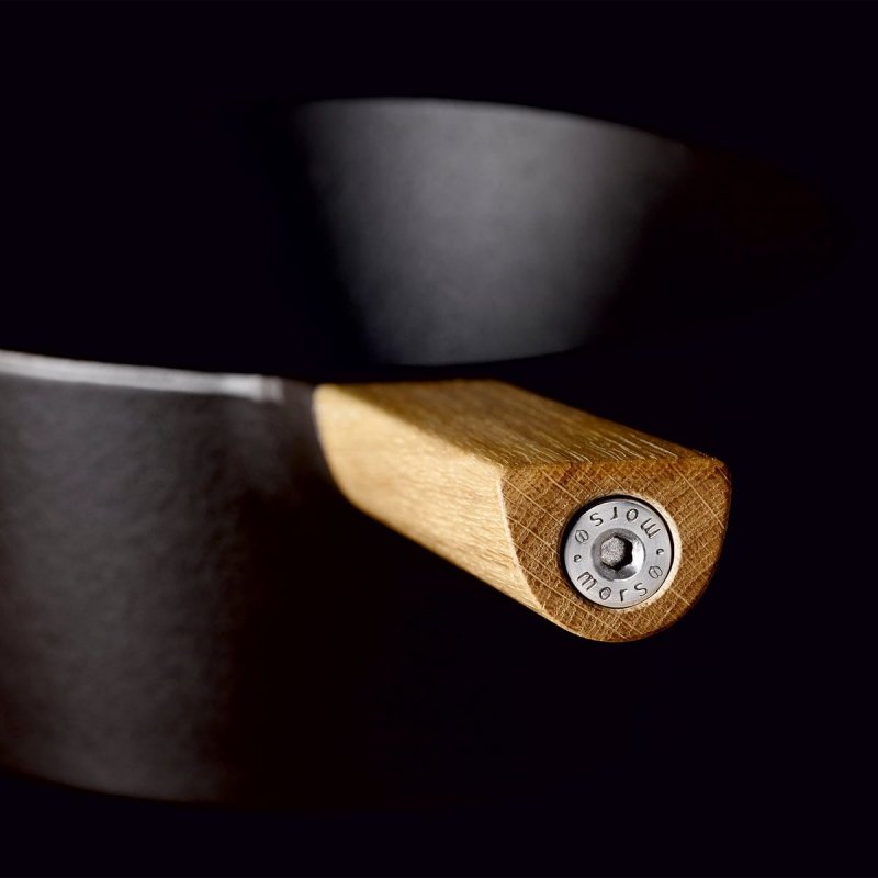Morso SAUCEPAN Rondel Żeliwny 25 cm z Pokrywką Czarny / Dębowy Uchwyt