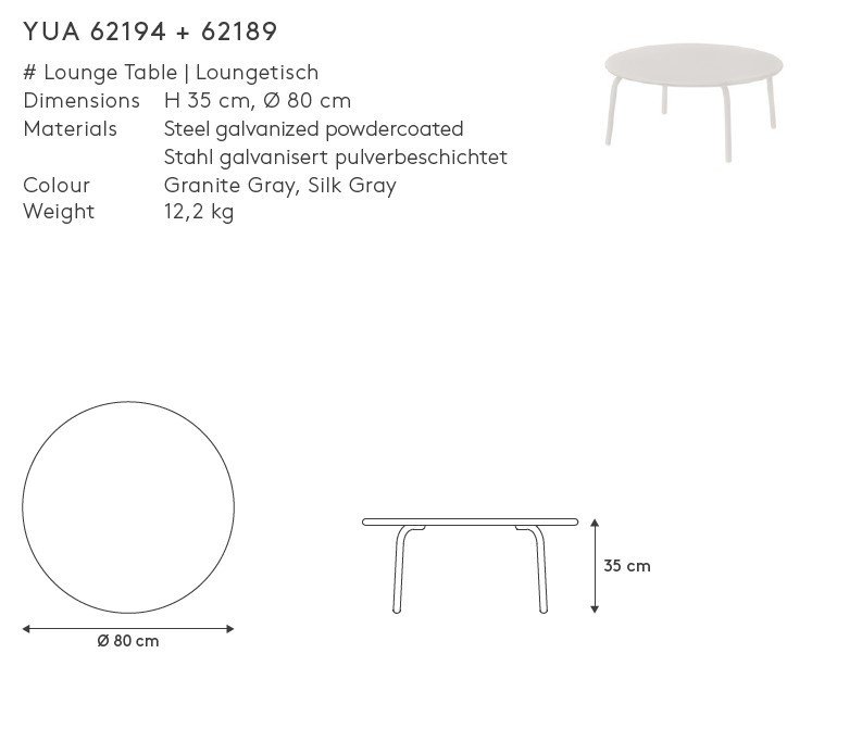 Blomus YUA Okrągły Stolik Kawowy / Szary Granite Grey