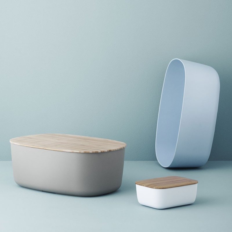 RIG-TIG by Stelton BOX-IT Chlebak i Maselniczka z Melaminy - Zestaw Szary