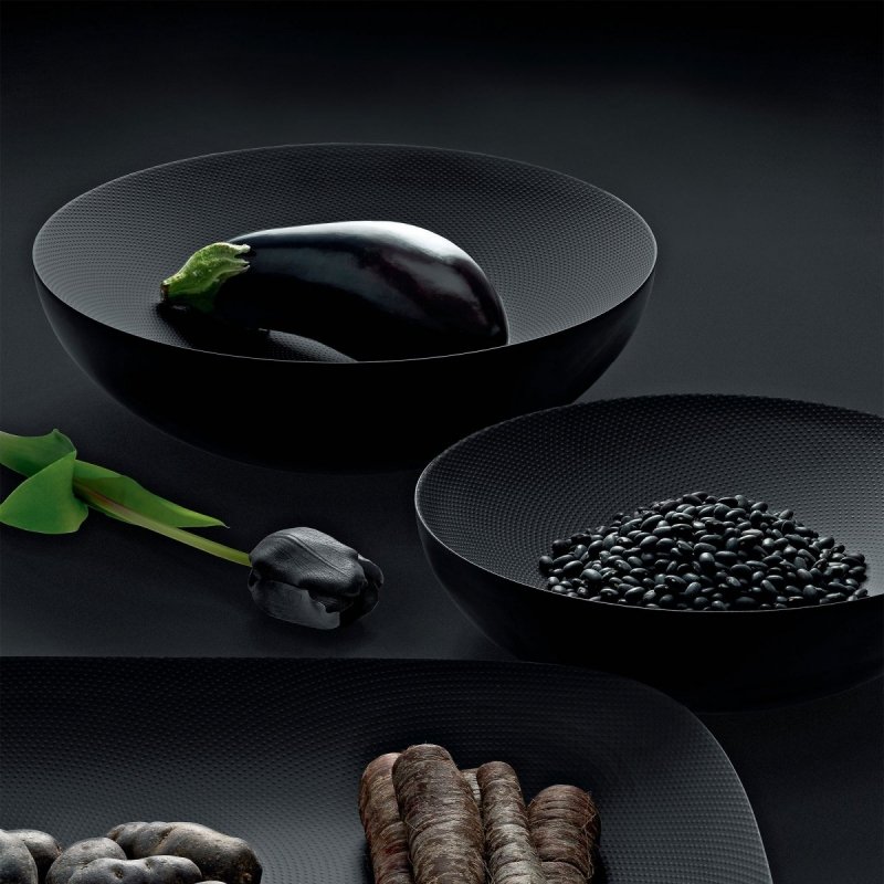 Alessi DOUBLE Misa o Podwójnych Ściankach 32 cm Czarna