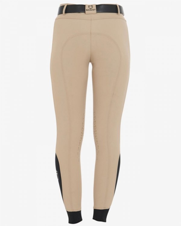 Equestro Women's slim fit grip breeches with logo incense