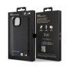 BMW Leather Carbon Blue Line - Etui iPhone 15 Plus (czarny)