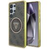 Guess 4G Glitter Triangle Buttons MagSafe - Etui do Samsung Galaxy S25 Ultra (brązowy)