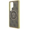 Guess 4G Glitter Triangle Buttons MagSafe - Etui do Samsung Galaxy S25 Ultra (brązowy)