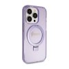 Guess Ring Stand Script Glitter MagSafe - Etui iPhone 15 Pro (fioletowy)